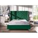 Rosdorf Park Kasheen Platform Bed, Bed w/ Tufted Headboard Upholstered/Velvet in Green | 59.84 H x 86.02 W x 87.99 D in | Wayfair