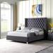 Rosdorf Park Kasheen Platform Bed, Bed w/ Tufted Headboard Upholstered/Velvet in Gray | 59.84 H x 86.02 W x 87.99 D in | Wayfair