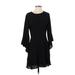 Bar III Casual Dress - Mini Crew Neck 3/4 sleeves: Black Solid Dresses - Women's Size 4