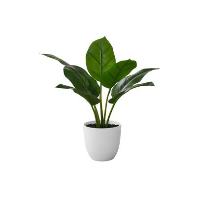 "Artificial Plant- 17"" Tall- Aureum- Indoor- Faux- Fake- Table- Greenery- Potted- Real Touch- Decorative- Green Leaves- White Pot-Monarch Specialties I 9502"