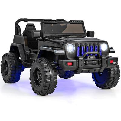 Costway 12V Kids Ride-on Jeep Car with 2.4 G Remote Control-Solid Black