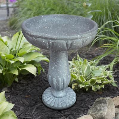 21.2In H Glass Fiber Reinforced Concrete Construction Garden Bird Bath