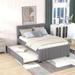 Full Upholstered Bed, Full Size Platform Bed with Trundle and Tufted Headboard, Linen Upholstered Full Bed Trundle