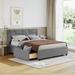 Full Size Linen Upholstered Platform Bed with Brick Pattern Upholstered Headboard and 4 Storage Drawers