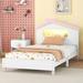 Twin Size Platform Bed with Motion Activated Night Lights, White/ Pink