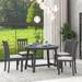 5-Piece Solid Wood Dining Set, Round Extendable Dining Table with Hidden Flip Leaves, 4 Dining Chairs with Padded Seat