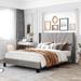 Queen Size Platform Bed for Bedroom,Velvet Upholstered Bed Frame for Living Room Slat Kit Included, Box Spring Needed,, Grey