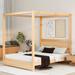 Designs Queen Canopy Bed Frame, Four-Poster Canopy Platform Bed Frame with Headboard, Wooden Full Bed with Support Legs, Natural