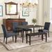 6-Piece Dining Table Set with Rectangular Iron Dining Table and Upholstered Chairs & Wooden Bench for Dining Room