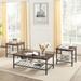 3 Pieces Living Room Coffee Table Set with 2 Square End Side Tables