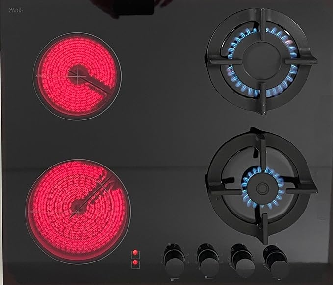 Gasline Hybrid Kombi Glas Gas Elektro 60cm Kochfeld Erdgas LPG Propan Image