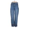 Hudson Jeans Jeggings - Mid/Reg Rise Straight Leg Trashed: Blue Bottoms - Women's Size 25 - Sandwash