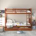 Twin-Over-Twin Bunk Bed with Ladders & Two Storage Drawers and Wooden Bunk Bedframe for Dorm, Bedroom, Convertible into 2 Beds