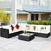 Gymax 7PCS Rattan Patio Conversation Sectional Furniture Set w/