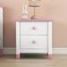 White & Pink Wooden Nightstand - Two Drawers, Space-Saving Organizer