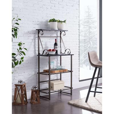 Metal Kitchen Shelves Baker’s Rack Microwave Stand, Pewter