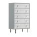 Dap 49 Inch 5 Drawer Tall Dresser Chest, Satin Gold Handles, White and Gray