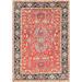 Hand Knotted Red Heriz with Wool Oriental Rug (6' x 8'5") - 6' x 8'5"