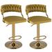 Costway Swivel Velvet Bar Stools Set of 2 Upholstered Adjustable with - See Details