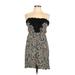 Bag Lady mudpie Casual Dress - Mini Strapless Sleeveless: Black Paisley Dresses - Women's Size Large - Print Wash