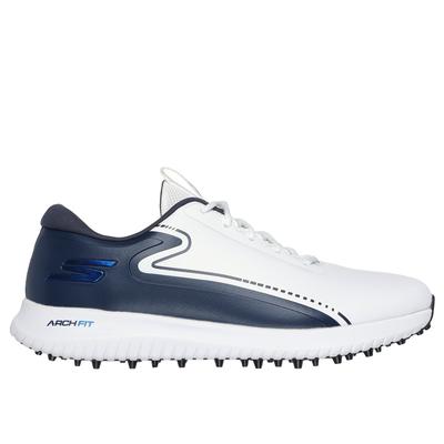 Skechers Men's GO GOLF Max 3 Shoes | Size 8.5 | White/Navy | Synthetic/Textile | Arch Fit