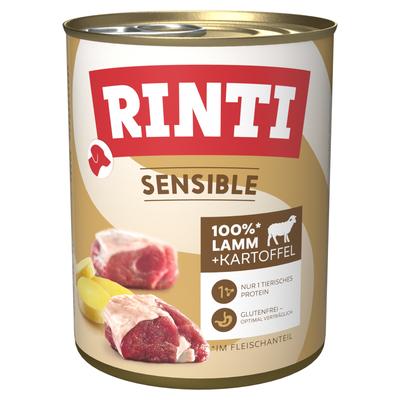 Sparpaket: 24x800g RINTI Sensible Lamm & Kartoffel Hundefutter nass