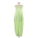 Rosetta Getty Casual Dress - Midi V Neck Sleeveless: Green Solid Dresses - Women's Size Small