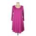 Jollie Lovin Casual Dress - DropWaist: Purple Solid Dresses - Women's Size Large