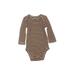 Carter's Long Sleeve Onesie: Brown Stripes Bottoms - Size 6 Month