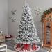 The Holiday Aisle® Flocked Pine Flocked Christmas Tree w/ LED Steady/Constant Lights in Green/White | 10' H | Wayfair