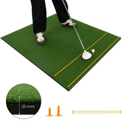 Costway Artificial Turf Mat for Indoor and Outdoor Golf Practice Includes 2 Rubber Tees and 2 Alignment Sticks-25mm