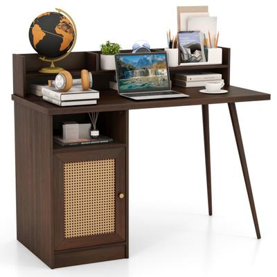 Costway 48 Inch Computer Desk with Hutch and PE Ra...