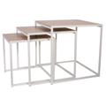 Tables carrées gigognes métal et bois (lot de 3) blanc