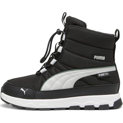 Winterboots PUMA "EVOLVE BOOT PURETEX JR", Kinder, Gr. 37, schwarz-weiß (puma schwarz, ash gray, puma weiß), Textil, sportlich, Schuhe, Snowboots, Winterstiefel, Winterschuhe, wasserdicht Image