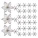 50 Pack Glitter Poinsettia Christmas Tree Ornaments Artificial Silk Flowers Picks Decor Wreath Garland Holiday (Silver)