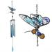 Butterfly Wind Chimes 27.5 H Iron Stained Glass Butterfly Wind Chimes Outdoor/Indoor Wind Chimes for Home Garden Window Yard Patio Lawn Decoration Blue