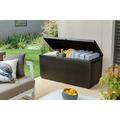 Outdoor Storage Bench Waterproof - KETER Resin Patio Deck Box 80 Gallon w/Wheels