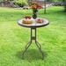 24 inch Patio Round Coffee Tea Bistro Table Outdoor Furniture Tempered Glass Top