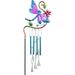 Blue Wind Chime Garden Stake Hand-Painted Durable Weather Resistant Metal 9 X36