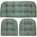 Indoor Outdoor 3 Piece Tufted Wicker Cushion Set Choose Size Color (Large Terrace Breeze Blue Herringbone Stripe)