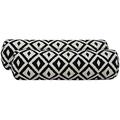 Indoor Outdoor Set Of 2 Decorative Jumbo(24 W X 8 H) Neckroll Bolster Throw Pillows ~ Black White Aztec Geometric Fabric