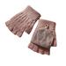 Elainilye Fashion Ski Snow Gloves Winter Five-finger Knitted Wool Gloves Touchable Screen Warm Cute Gloves Biking Schoolgirl Gloves Pink