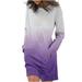 MeetoTime Womens Long Sleeve Sweatshirt Dress Crew Neck Knee Length Floral Dress Pullover Loose Shirt Dress with Pockets