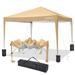 SANOPY 10 x10 EZ Pop Up Canopy Tent Outdoor Party Instant Shelter Portable Folding Beach Canopy with 4 Sandbag & Carrying Bag Khaki