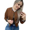 Skpblutn Women S Jacket Coats Winter Fall Casual Comfortable Tops Baseball Shirt Zip Baseball Neck Long Sleeve Open Front Jackets Coat Coffee M