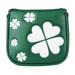 Golf Club Head Cover with Magnetic Closure Scratch-proof Clover Embroidered Golf Putter Protector Cover Protective Equipment-Green