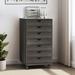 DWVO 7-Drawer File Cabinets Office Wooden File Cabinet Chest Mobile Organizer Storage Rolling Storage Drawer Cabinet Gray