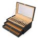 OUKANING Fountain Pen Leather Display Box 3 Layer 36 slots Organizer Storage Collector