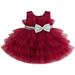 Kids Baby Girls Ball Gown Sleeveless Bow Mesh Tulle Tutu Princess Dresses Formal Party Dress for Birthday Wedding