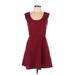 Socialite Casual Dress - A-Line Scoop Neck Sleeveless: Red Solid Dresses - Women's Size Large